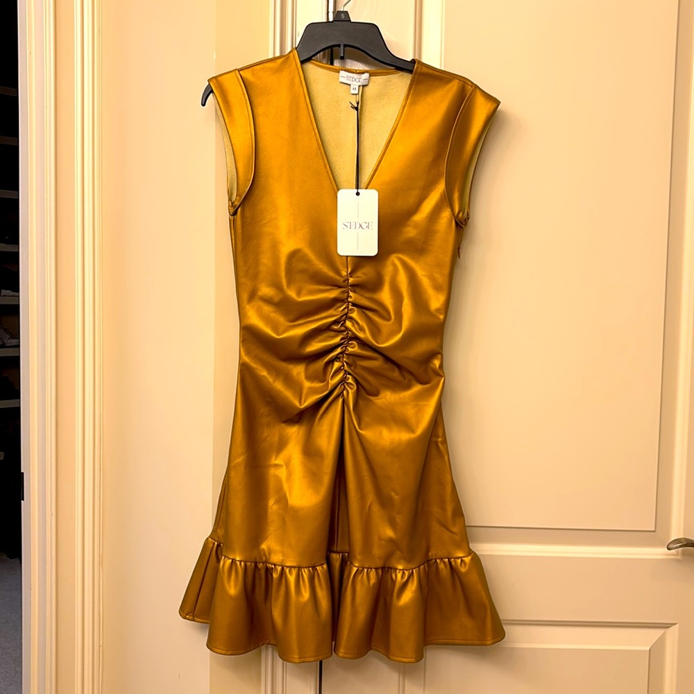 S’edge - Danielle Dress born and designed in Atlanta. XS, gold, faux leather.